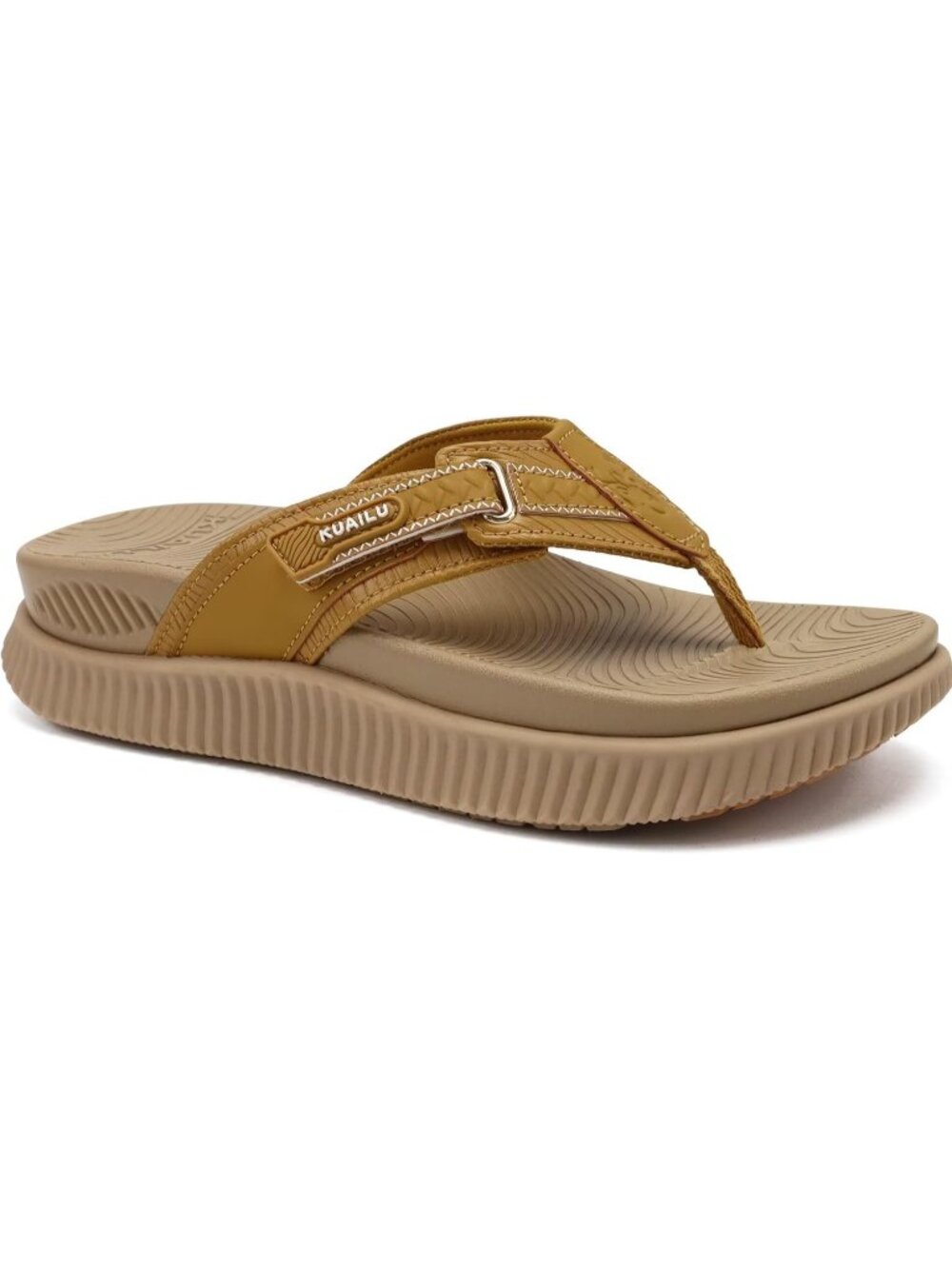 Women's Beige Orthotic Cushion Flip Flops Sandals With Arch Support Foot bed